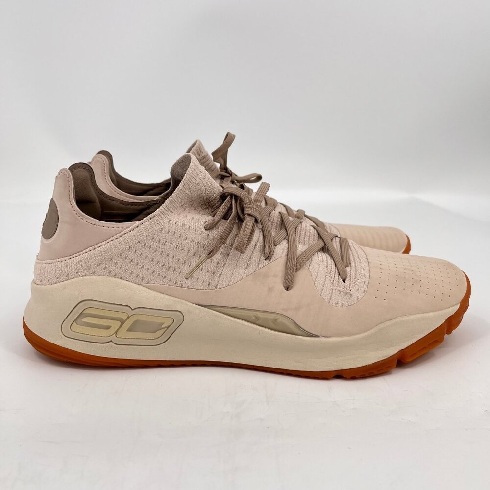 Under Armour Curry 4 Low Basketball Shoes Beige Size 16 Knit Cushioned